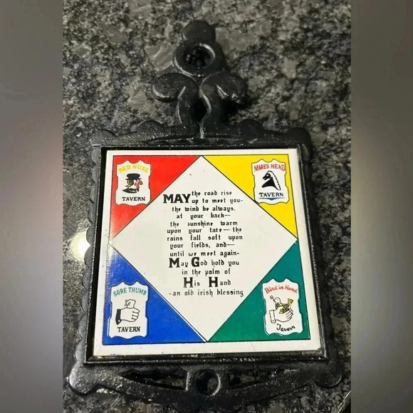 Rare Vintage Cast Iron & Ceramic Tile "The Irish Prayer" See Description - Picture 2 of 6